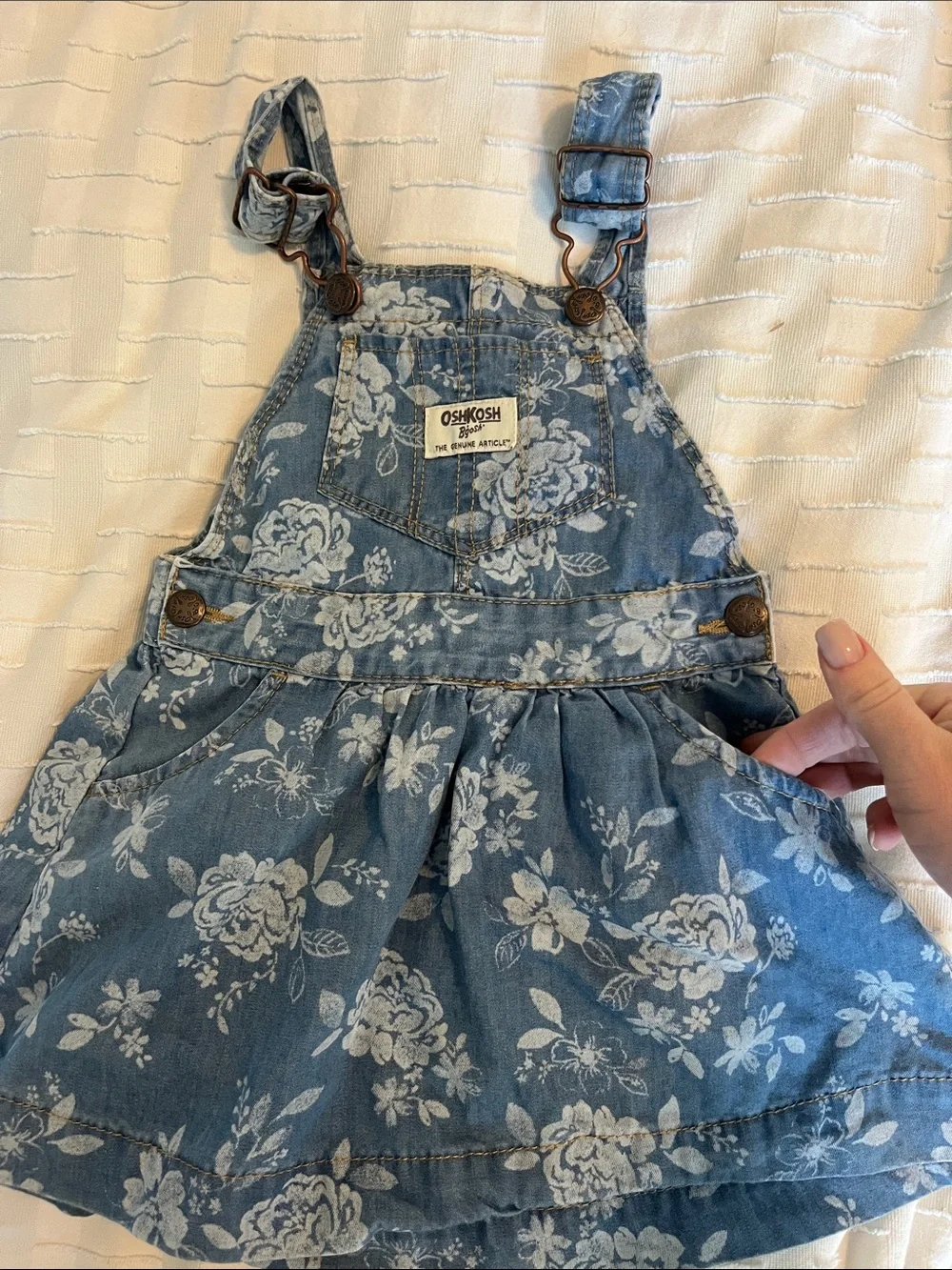OshKosh B'gosh Denim Floral Overalls Set - Blue and Pink